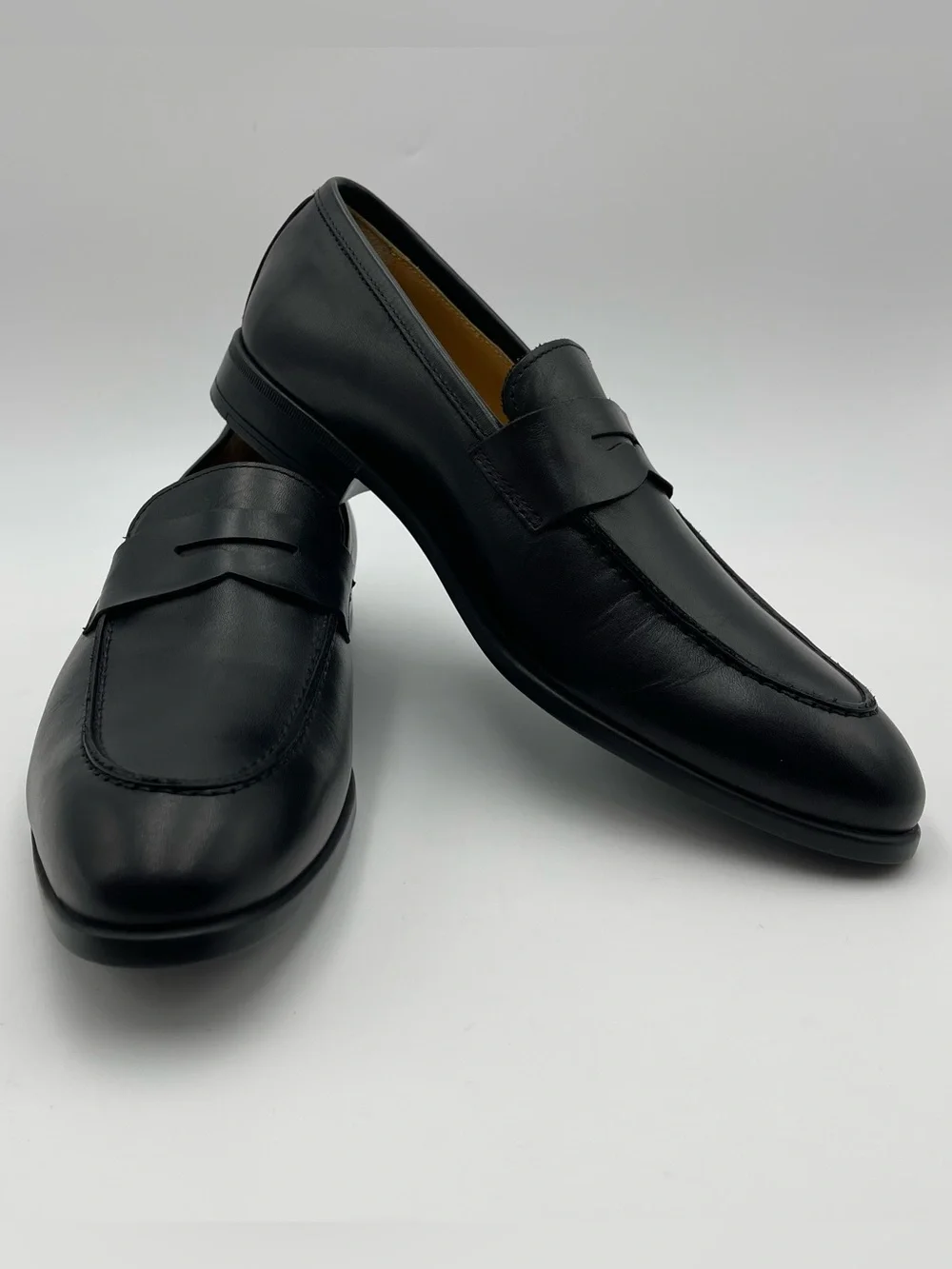 Bruno Magli Men SZ 11 Black Leather Ricci Penny Loafer Shoes -MSRP $395